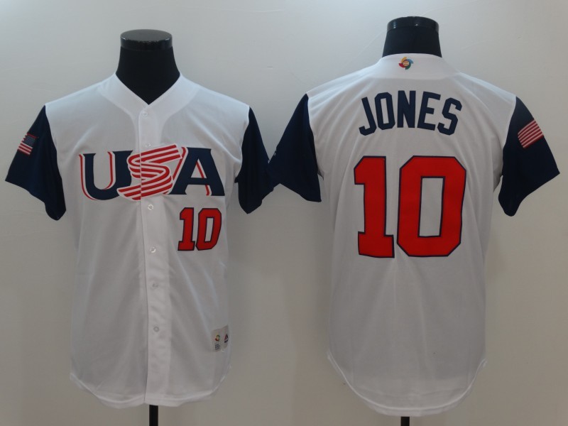 Men USA Baseball #10 Adam Jones White 2017 World Baseball Classic Replica Jersey->more jerseys->MLB Jersey